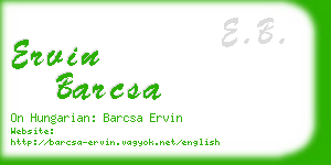 ervin barcsa business card